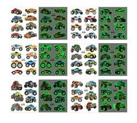 Qpout 12pcs Glow In The Dark Monster Truck Tatuaggi Temporanei per Bambini, Luminoso Auto Da Corsa Camion Ruote Tatuaggio Falso Adesivi per Ragazzi Festa di Compleanno Bomboniere Forniture