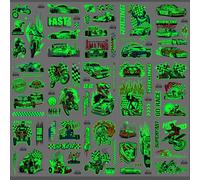 Qpout 15pcs Auto Da Corsa Glow in The Dark Tatuaggi Temporanei per Bambini, Luminoso Racing Monster Truck Tattoo Adesivi per Ragazzi Festa di Compleanno Bomboniere Forniture Decorazioni