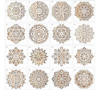 Qpout 16 Pezzi Mandala Stencil Art Set Stencil da Parete per Pittura Artigianato Stencil per Piastrelle Taglio Laser Modello per Pittura e Pietra Roccia Pittura per la casa Aerografo Mobili Piastrelle