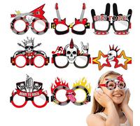 Qpout 16pcs Chitarra Rock and Roll Decorazioni Per Feste Photo Booth Puntelli Occhiali, Musica Rock Band Star Theme Occhiali Da Vista per Feste di Compleanno A Tema Anni '90 Bomboniere