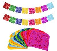 Qpout 2 Pezzi Bandiere di Decorazioni per Feste Messicane, Feltro Giorno dei Morti Cinco de Mayo Dia De Los Muertos Papel Picado Banner, Fiesta Compleanno Baby Shower Decorazioni per Feste