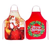 Qpout 2 Pezzi Grembiuli Natalizi, Albero di Natale Babbo Natale Cena di Natale Cucina Grembiule da Cucina, per Donne Uomini Mamma Moglie Marito Natale Cucina Costume