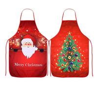 Qpout 2 Pezzi Grembiuli Natalizi, Babbo Natale Albero di Natale Merry Christmas Dinner Party Cucina Grembiule da Cucina, per Donne Uomini Mamma Moglie Marito Festa di Natale Cucina Costume