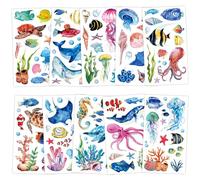 Qpout 20 fogli Ocean Animals tatuaggi temporanei per bambini, sotto il mare creature tatuaggio adesivi per ragazze ragazzi mare a tema festa di compleanno bomboniere forniture