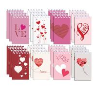 Qpout 24 Blocchi note a forma di cuore per San Valentino, mini quaderno per San Valentino per bambini, Riempitivi per sacchetti regalo per San Valentino, San Valentino aula regali