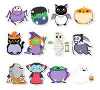 Qpout 24 foglietti adesivi per Halloween, 3 piccoli appunti adesivi da 3,14 pollici, con motivo di Halloween, mini note adesive, note adesive di Halloween (480 fogli)