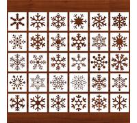 Qpout 30 Pezzi Stencil Fiocchi di Neve Natalizio 5x5 Pollici, Modello Riutilizzabile per Dipingere su Legno/Pareti/Finestra