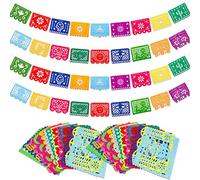 Qpout 4pcs Festa Fiesta Messicana Striscione in Feltro Dia De Los Muertos Festa dei Morti Striscione Appeso Cinco de Mayo Papel Picado Fiesta Banner Cino de Mayo Decorazioni per Feste