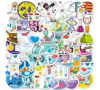 Qpout 50PCS Laboratorio Di Scienze Adesivi No Ripetizione Esperimento Di Chimica Fisica Sticker Pack Adatto per Studenti Adolescenti Chitarra Bottiglia D'acqua Bagagli Computer Custodia Desktop