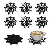 Qpout Set di 6 sottobicchieri di Halloween, sottobicchieri ragnatela di Halloween, set di sottobicchieri per bevande di Halloween, sottobicchieri non tessuti