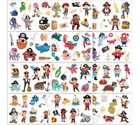 Qpout Tatuaggi Pirati per Bambini, Adesivi per Tatuaggi Temporanei Pirati per Bambini Regali per Feste di Compleanno Pirati Ragazzi Ragazze Riempitore per Sacchetti per Feste