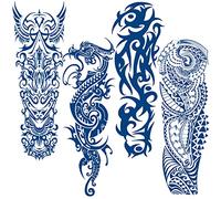 Qpout Tatuaggi Temporanei Semi Permanenti per Uomo Donna, Autoadesivo del Tatuaggio Finto Manica Completa di 1-2 Settimane, Totem Tribale Tatuaggi Realistici Impermeabili