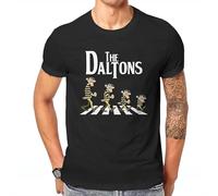 QPQKUFCVQ Lucky Luke Cartoon Daltons Retro Grunge Mens T-Shirt Black Unisex Tee