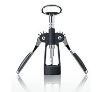 Qpractiko - Cavatappi Alas Black | Apribottiglie Elegante | Facile da Pulire | Non Lavabile in Lavastoviglie | Ideale per Tappi Vino e Bottiglie, Argento, Acciaio Inossidabile