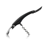 Qpractiko Cavatappi vino in acciaio inox, nero, compatto | Plastica ABS, 11 x 2,5 cm, 55,3 g, Spirale resistente, Anello salvagoccia, Design elegante