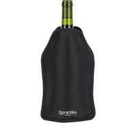 Qpractiko | Raffreddatore di vino e cava | Nylon nero, gel refrigerante, doppia fascia elastica regolabile | Sistema antiscivolo, leggero e resistente | Mantiene temperatura