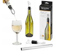 Qpractiko Q011 Bacchetta di Raffreddamento + versatore Anti gocciolamento Vino/Spumante, Acciaio Inossidabile, Vetro