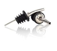 Qpractiko | Versatore salvagoccia vino, liquori, oli | Acciaio inox e silicone, argento, 2 pezzi | Anti-tracimazione, foro sfiato, chiusura ermetica, flusso preciso