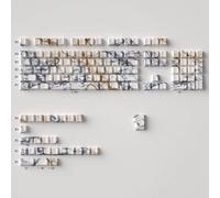 QPSJXN 131 keycap PBT coloranti Neri con la Parte del Lato della Trama in Marmo per tastiere meccaniche del Profilo 60% 68% e 75% Layout(131keys White Marble)
