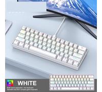 QPSJXN 61 tastiera meccanica cablata K61 60% tastiera da gioco RGB portatile disponibile in interruttori rosso bianco o blu(White)
