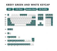 QPSJXN PBT Black And Yellow 142 SA Profilo KeyCap Set ISO Compatibile con tastiere meccaniche GMK67 K500 87 64(Green And White)