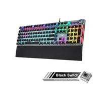 QPSJXN Tastiera meccanica con keycaps luminosa per brividi.(Black-Black switch)