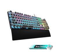 QPSJXN Tastiera meccanica con keycaps luminosa per brividi.(Black-Round-Blue)