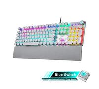 QPSJXN Tastiera meccanica con keycaps luminosa per brividi.(White-Blue switch)