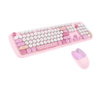 QPSJXN Tastiera wireless MOFII da 2,4 GHz e combo del mouse per uso multi -dispositivo con notebook per laptop e PC(Pink)