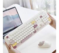 QPSJXN Tastiera wireless MOFII da 2,4 GHz e combo del mouse per uso multi -dispositivo con notebook per laptop e PC(White)