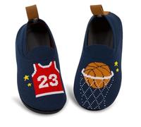 qpyysz Pantofole per bambini, per bambini, a piedi nudi, per l'asilo, traspiranti, antiscivolo, primi passi, Pallone da basket., 25.5/26.5 EU Larga