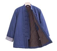 QPZK Inverno Cotone Tai Chi Uniforme Addensato Abito da Tange Caldo Uomini Cinesi Abiti Tradizionali Kung Fu Abiti Ala di Cotone Chun, Vestito per Camicia a Maniche Lungh blue-4XL