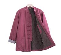 QPZK Inverno Cotone Tai Chi Uniforme Addensato Abito da Tange Caldo Uomini Cinesi Abiti Tradizionali Kung Fu Abiti Ala di Cotone Chun, Vestito per Camicia a Maniche Lungh Red-L