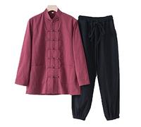 QPZK Pantaloni Uniformi di Lino di Cotone Tai Chi di Abbigliamento chinesetradizionale Arte Marziale Kung Fu Un Set Uniforme, Abito Tang Uomini meditati U-L