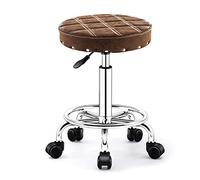 QPZK Rolling Shop Sgabello con ruote, sgabello girevole da salone regolabile, sgabello da disegno, sgabello da lavoro, massaggio spa, tatuaggi, fotografia, sgabello con spugna a 2 strati più largo, S