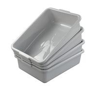Qqbine Set di 4 Bacinella in Plastica, Vaschetta Rettangolare, 8 L, Grigio