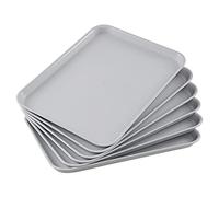 Qqbine Vassoi di Servizio Rettangolari in Plastica, Vassoi per Fast Food, Grigio, 6 Pezzi