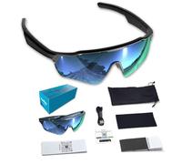 QQCHGOL Occhiali intelligenti per ciclismo, occhiali da sole intelligenti con IA | Occhiali Bluetooth aperti - Lenti polarizzate, traduzione in tempo reale in 172 lingue, protezione UV al 100%