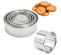 qqdyx5j01 - Set di 5 formine per biscotti in acciaio inox (5,5/6,5/7,5/8,5/9,5 cm), colore: Argento