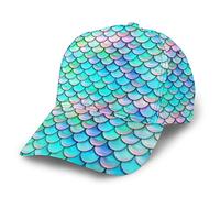 QQIAEJIA Berretto da baseball carino con motivo a forma di sirena con scala di pesce, cappello da camionista unisex Snapback, Come nella foto, Etichettalia unica