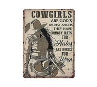 QQIAEJIA Cowgirl Sono Gli Angeli più Selvaggi di Dio Hanno Cappelli da Cowboy per Aureole e Cavallo per Le Ali Targa in Metallo Targa in Metallo Poster per Esterni Targa per Arredamento Vintage Poste