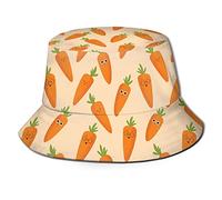 QQIAEJIA Felice Carote Secchio Cappelli Moda Sun Cap Packable Outdoor Pescatore Cappello per Donne e Uomini Nero, Come nella foto, Etichettalia unica