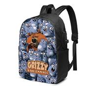 QQIAEJIA Grizzly and The Lemmings - Zaini da viaggio per computer portatile, anti sporco, convertibile, resistente, con porta USB, per moto all'aperto