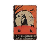 QQIAEJIA Una Strega Vive Qui Targa in Metallo in Metallo Opere d'Arte Poster Cartello Esterno Arredamento Vintage Targa Poster Cave Garage Pub Bar Cucina Decorazione della casa 12"x8"