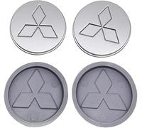 QQLADY 4 Pezzi Coprimozzo per Mitsubishi ASX Ralliart Outlander Lancer Pajero 54mm, Ruota Centro Coprimozzi, Centro Ruota Tappi con Logo Adesivi Coprimozzi, Impermeabile Antipolvere Auto Accessori