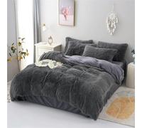 QQLADY Copripiumino invernale in peluche ispessito da 3 pezzi e federa per letto in dormitorio per letti singoli e matrimoniali