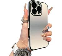 QQLADY Defendcase Gradient Color Lens Film All Inclusive for iPhone Case, Fully Covered Edge Anti-Fall Gradient Color Mobile Case for iPhone 12~16 (for 16 pro,Gray)