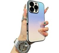 QQLADY Defendcase Gradient Color Lens Film All Inclusive for iPhone Case, Fully Covered Edge Anti-Fall Gradient Color Mobile Case for iPhone 12~16 (for 14 pro,Blue)