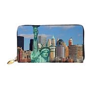 QQLADY Statua della Libertà a New York Portafoglio da donna in pelle con cerniera lunga intorno alla borsa pochette portafoglio per signore ragazze borsa per telefono, Nero , Taglia unica, Classico