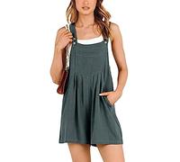 QQLADY Tutina casual con bretelle regolabili, tuta corta in lino con tasche
